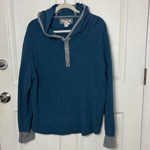 CARBON 2 COBALT Blue Thermal Henley Hoodie Size Medium layering Gorp Shacket